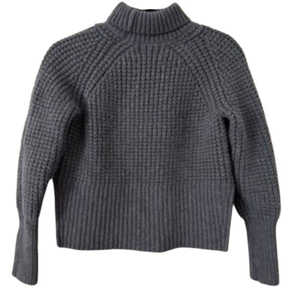 Everlane Gray 100% Merino Wool Knit Turtleneck Pullover Sweater w/Side Slits-S - Picture 2 of 6